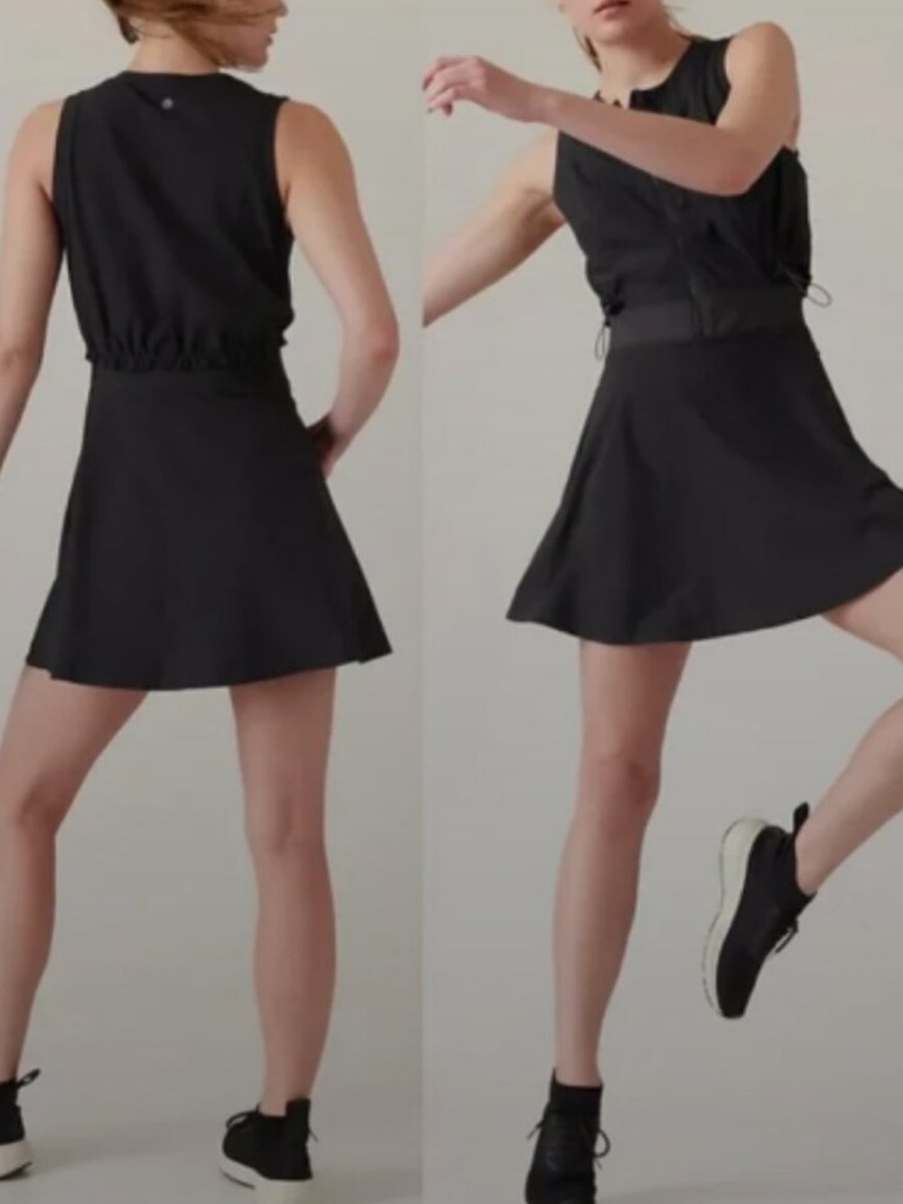 Athleta Venture Out Dress Black Hiking Zip Front Built In Shorts Athletic Sz 2P